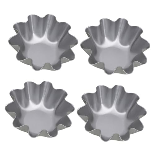 DECHOUS 4Pcs Aluminum Alloy Egg Tart Baking Pans for Pies Cheesecakes and Cupcakes Kitchen Gadget for Home Bakery and Restaurant Use