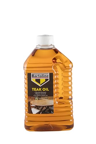 Bartoline Teak Oil 2L, Deep Penetrating Wood Oil for Outdoor and Indoor Furniture, Garden Furniture, Hardwood Protection and Teak Care
