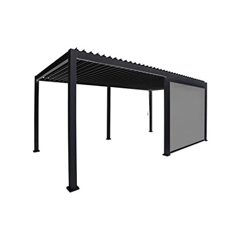 SORARA Pergola Accessories Privacy Screen Panel Adjustable Aluminum Divider Pull-Down Sun Side Shade for 10' Side Sorara Pergola or Gazebo.This is not pergola (Charcoal Black) Cover