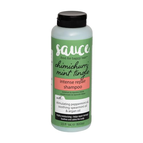 SAUCE BEAUTY Intense Repair Shampoo - Chimichurri Mint Tingle Hair Repair Shampoo - Hydrating Shampoo for Damaged Hair - Paraben and Sulfate-Free Hair Shampoo With Argan & Peppermint Oil (10 Fl Oz)