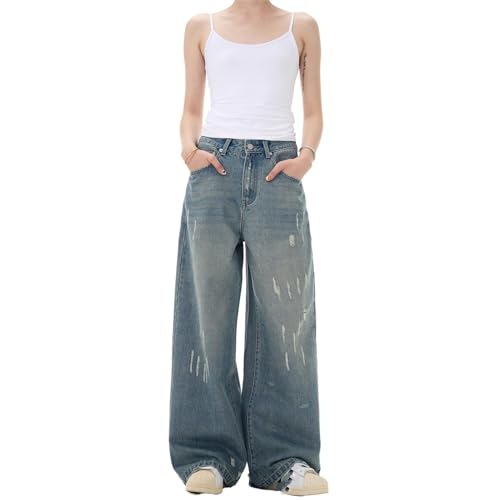 GUOYUXIAO Men's Jeans American-Style Retro Ripped Pants Loose-fit Casual Trouser for Men2