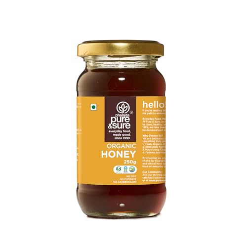 Image of Pure & Sure Organic Honey 250G | 100% Raw & Natural | Organic Certified | Unprocessed & Non-Pasteurized | Rich in Anti-Oxidents & Amino Acids | No Sugar, No Adulterated
