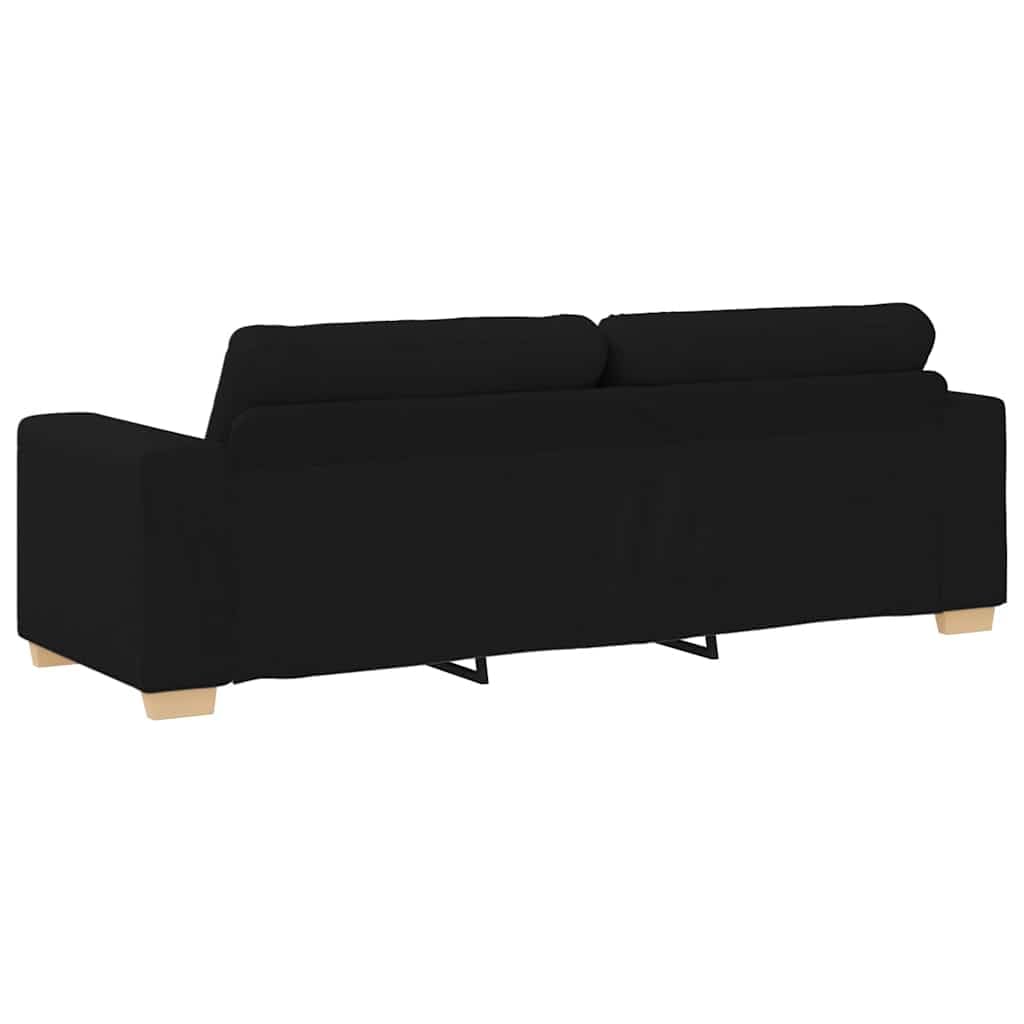 Juego de sofá de 2 + 3 plazas, color negro, estructura de metal de madera, diseño moderno con poliéster suave, resistente y cómodo para salón, oficina, habitación de invitados