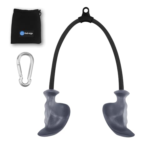 Tricep Rope with Ergonomic Handles, 36 Inch Tricep Pull Down Rope for Cable Machine, Pulley System, Triceps Rope Cable Attachment for Gym, Home (Grey)