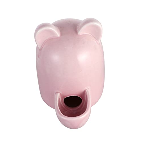 CIYODO Automatic Pet Water Dispenser with Cartoon Cat Ears Self Dispensing Ceramic Bowl for Hamsters Rabbits and Small Pets Red Color Drinking Station and Feeder Supplies