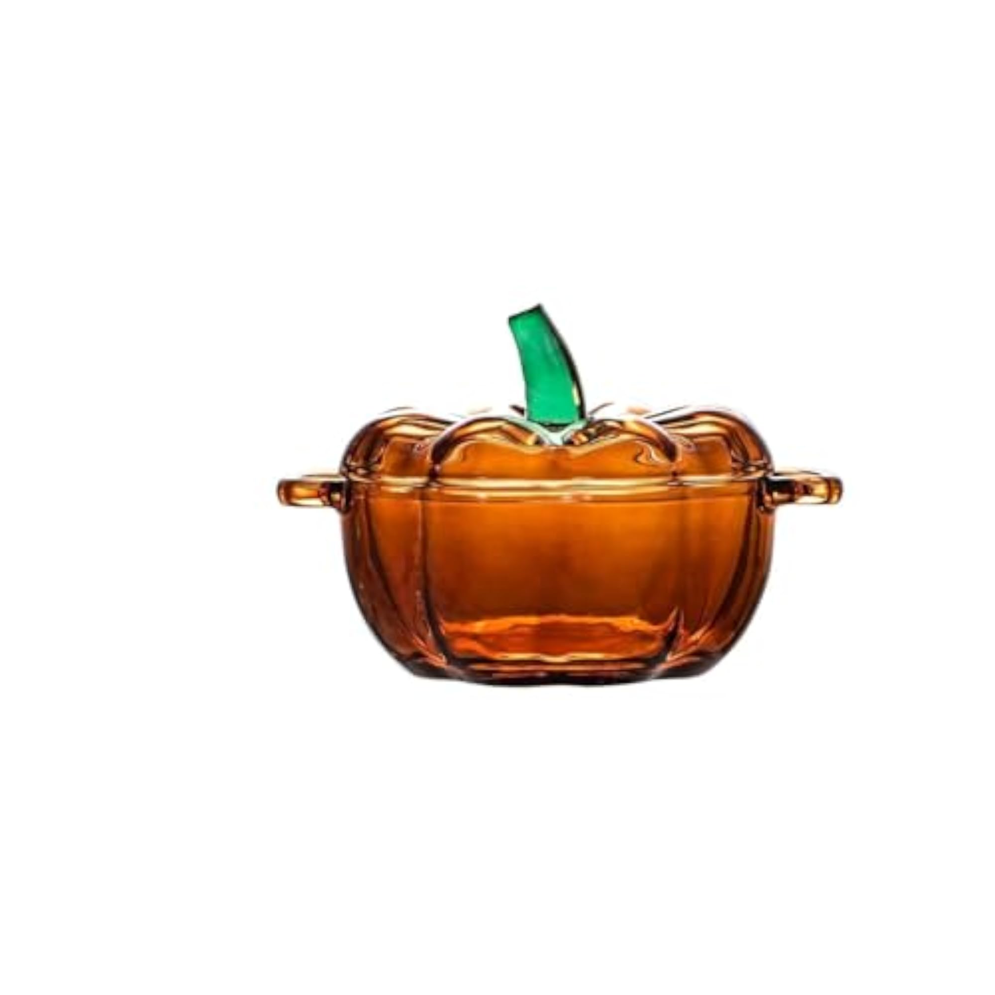 Pumpkin Shaped Glass Candy Dish and Ceramic Ginger Jar with Lid