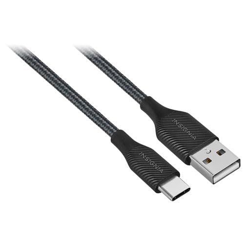 INSIGNIA Cables USB, carga de alta velocidad de 20 Gbps y sincronización de datos, nailon trenzado, compatible con MacBook, portátil, iPhone, iPad, Android (4/6/10 pies (paquete de 3, negro), cable
