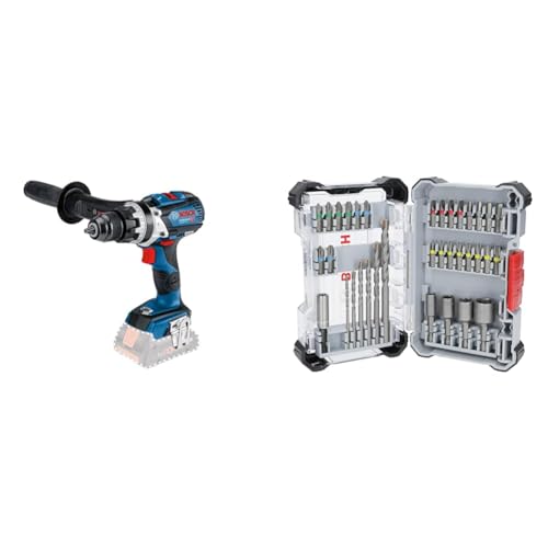 Bosch Professional 18V System Akku Schlagbohrschrauber GSB 18V-110 C (max. Drehmoment 110 Nm, ohne Akku/Ladegerät) + 35x Extra Hard Schrauberbit‑ und CYL-3 Bohrer-Set, 35‑tlg. (197 x 110,5 mm)