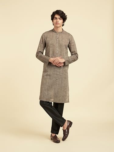 Image of DIWAS BY MANYAVAR Men's Cotton Self Design Stripes Kurta (1pc)