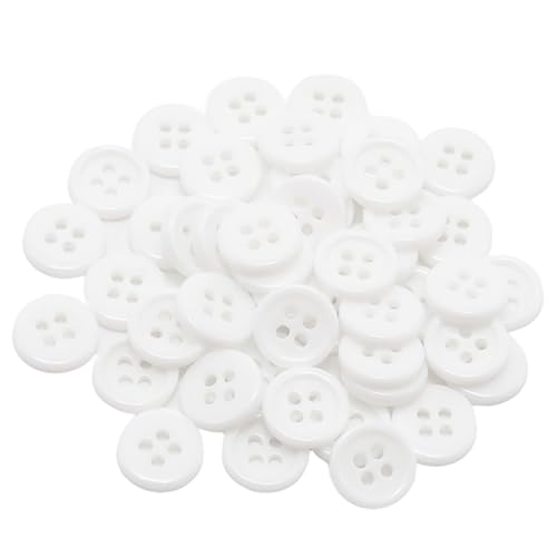 Lilaly 50 PCS 2/5 inch Resin Buttons for Crafts 4 Holes White Buttons for Sewing DIY Crafts Scrapbooking (White)