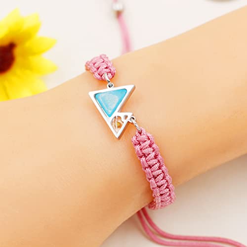 Image of Uloveido Handmade Braided Rope Bracelets with Blue Triangle Mountain Mustard Seed Charm Unisex Mountain Bracelet