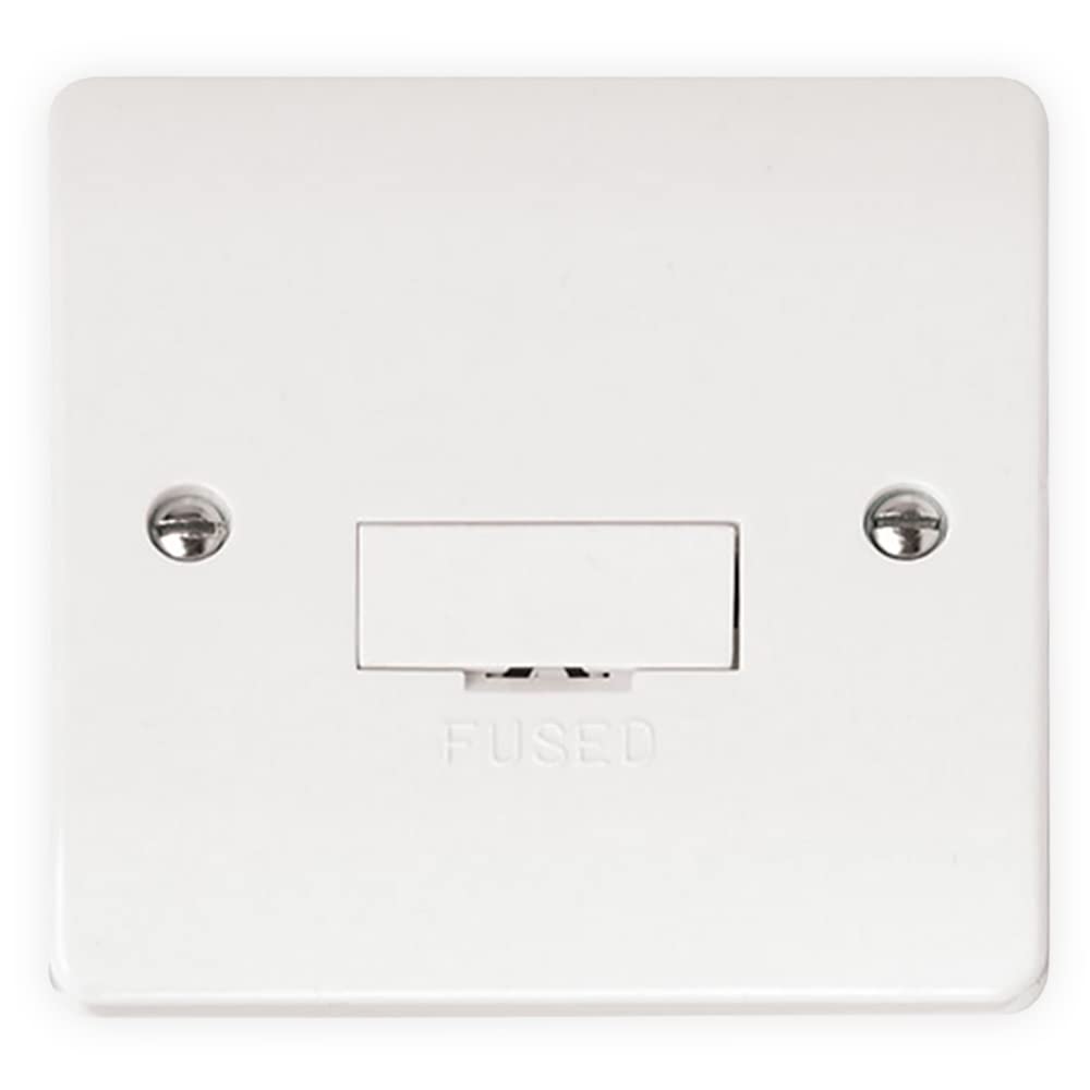 Standard White Fused Connection Unit, 13A Single Fused Unit, Premium Curved Edge Fused Connection Unit