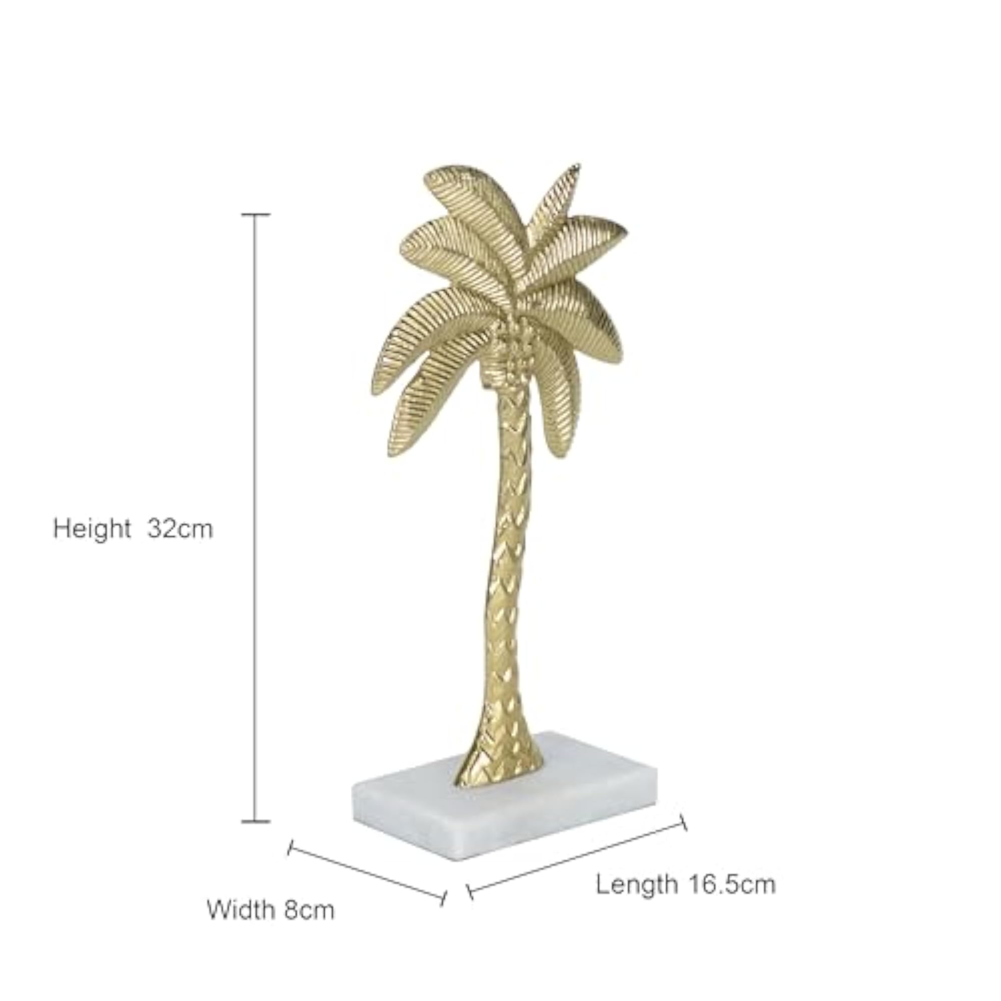 Coastal Gold Decor Palm Tree Sculpture for Home Decor