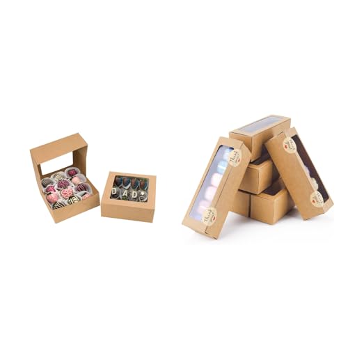 NPLUX Bundle of 30 Pack Cookie Boxes and 36 Pack Macaron Boxes for Gift Giving