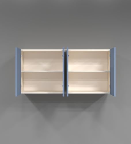 Image of SPECIALITY PANELS 4 Door Wall Cabinet with UV Profile Shutter | Wall Mounted Storage Cabinet for Kitchen Bathroom Living Room | Wooden Wall Cabinet Organizer Blueberry Finish DIY Assembly