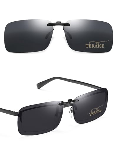 Image of TERAISE Polarized Clip on Sunglasses Over Prescription Glasses Anti-Glare UV400 for Men Women Driving Travelling Outdoor