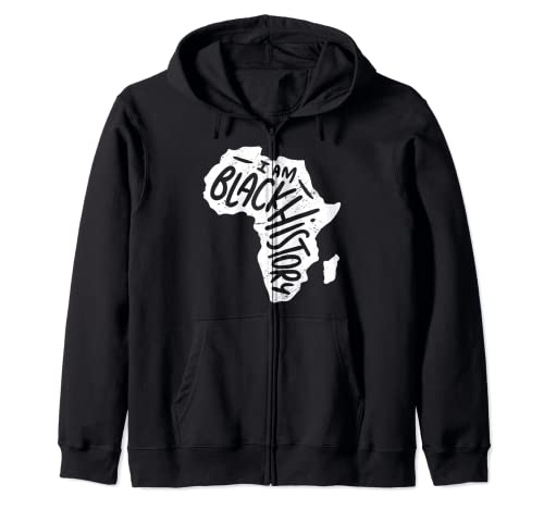 I am Black History - Africa Silhouette Image - Proud Zip Hoodie