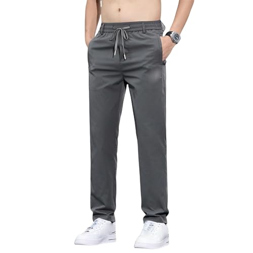 Men's Summer Thin Elastic Ice Silk Versatile Straight Casual Pants