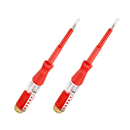 Image of YOKIVE 2 Pcs Voltage Circuit Tester, 3mm Slotted Screwdriver, Great for Office, Art, Home, Daily Use (AC 100-500V, Red)
