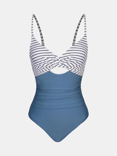 Image of CUPSHE One Piece Swimsuit for Women Bathing Suits Twist Front Cutout Adjustable Straps Ruched Swimwear