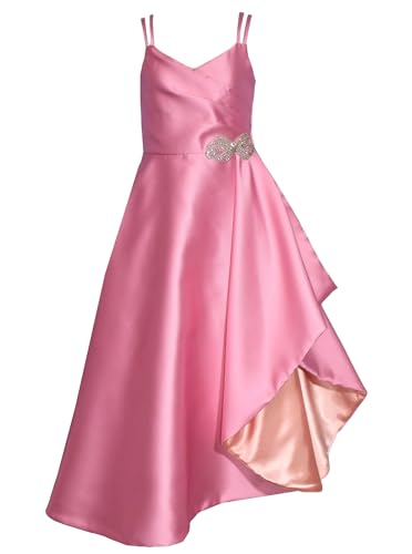 Bonnie Jean Girls 7-16 Ruched Bodice Jewel Waist Asymmetrical Ballgown