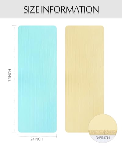 Image of Woanger Yoga Mats (72x24) 3 /8 Inch Thick Exercise Yoga Mat for Home Workout with Strap Non Slip Pilates Gym Supplies for Women Men