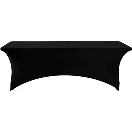 Image of FORLIFE 6Pack Spandex Table Covers 6ft,Fitted Tablecloth for 6ft Rectangular Tables, Stretch Patio Table Covers, Universal Spandex Table Cover for Wedding, Banquet, Party - Black