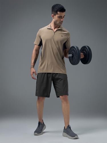 Image of TECHNOSPORT Men's Regular Fit Solid Sports Shorts with Duracool+ for Running, Training & Workout Wear