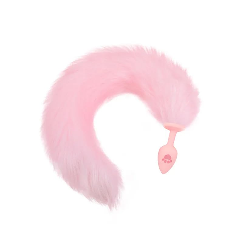 Anal Plug Fox Tail, 16 inch Pink Fluffy Tail Cat Claw Butt Plug Silicone Anal Sex Toy Cute Sexy Cosplay Erotic Role Play Game Anus Toy for Adults Female Women Men Couples: L