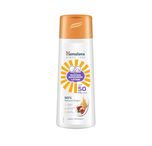 Image of Himalaya Gentle Baby Sunscreen Lotion 100ml | SPF 50 PA++++ | UVA & UVB Broad Spectrum Protection For All Skin Types | With Jojoba Oil & Vitamin E | Non-Greasy, No White Cast|