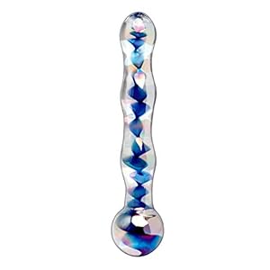 Icicles nr. 8 Blue Sprial Wave Glass Dildo