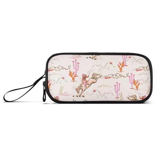 Image of Fisyme Cowgirl Western American Pencil Case Large Capacity Pen Box Makeup Pouch Holder Organizer Stationery Bag for School Office College Traval Adults