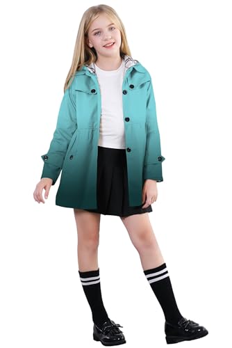 Cromoncent Girl's Waterproof Hoodie Trench Coat Cute Dress Coat Outerwear, 3-12 Years2