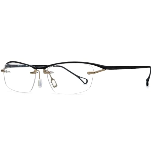Image of FONEX Pure Titanium Glasses Frame Men Semi Rimless Square Eyeglasses Eyewear DTX416