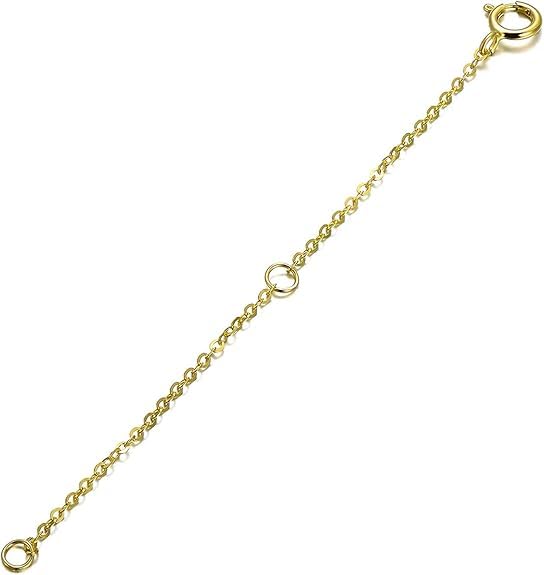 Image of 14K Gold Chain Extender for Women, Yellow Gold /White Gold /Rose Gold Adjustable Gold Necklace Anklet EXtension Chain, Available in 2 /3 /4 Inch