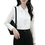 [Yino] シャツ ブラウス レディース 長袖 シャツカラー トップス さらり 無地 着回し力 シンプル 体型カバー 着瘦せ きれいめ 通勤 オフィス 就活 フォマール 業務服 ワイシャツ 秋 春