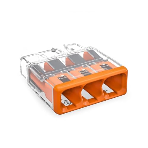 2773-403 | WAGO Wall-Nuts® PUSHWIRE® Splicing Connector | for Solid and Stranded Conductors | 3-Conductor | Orange Cover | [Bag of 10 Pieces]