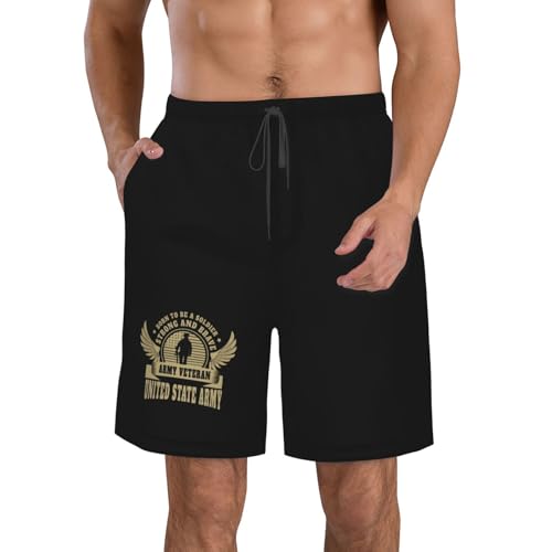 Born to Be A Soldier Army Veteran Mens Swim Trunks Quick Dry Swim Board Shorts Casual Beach Shorts