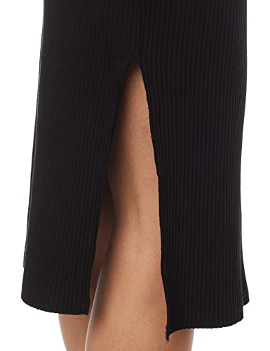 Vestido casual rib fenda, Calvin Klein, Feminino, Preto, M