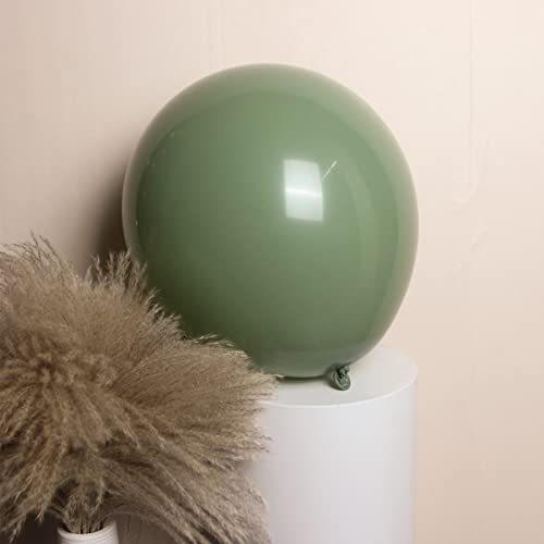 Image of 100pcs Sage Green Balloons 18 inch +12 inch +10 inch +5 inch Party Eucalyptus Olive Green Birthday Balloon Baby Shower Wedding Balloons