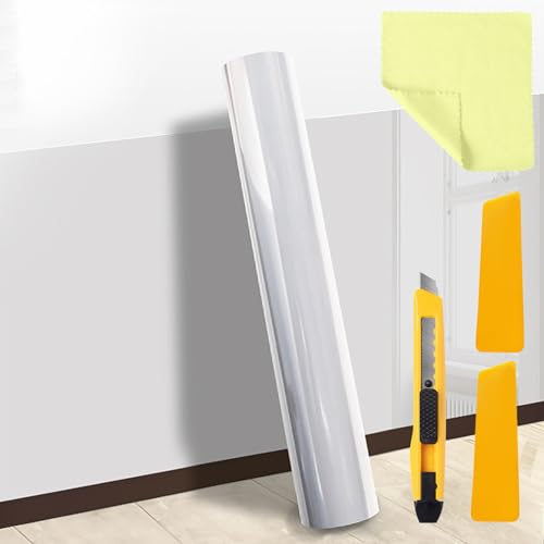Transparent Wandschutzfolie, 40 x 1000cm Selbstklebende Folie Spritzer Möbel Schutzfolie, Statischer Wandaufkleber mit Messer, Kunststoffschaber und Lappen, Wandfolie Abwaschbar DIY Dekofolie
