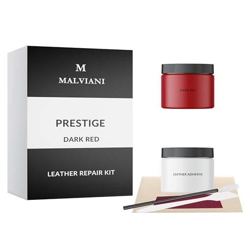 MALVIANI Leather Repair Kit - Dark Red - Restore Couch, Furniture, Car Seat, Sofa, Chair & Bag