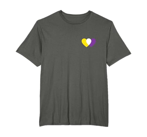 Nonbinary Double Hearts Bigender Pride Quote Non-Binary Flag T-Shirt