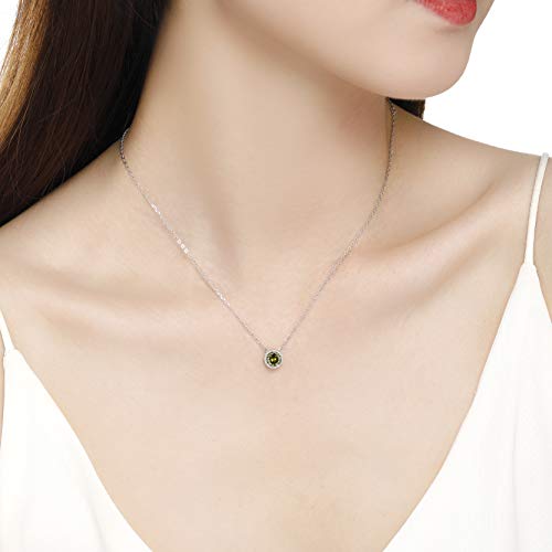 Presentski Sterling Silver Dainty Birthstone Pendant Necklace S925 White Gold Tiny Solitaire CZ Pendant Birthday Gift for Women2