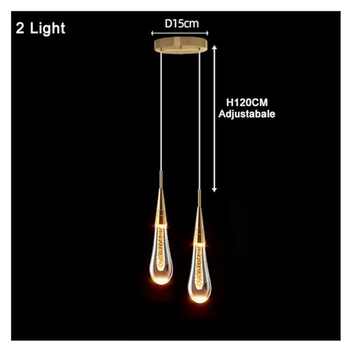 Lampes suspendues LED modernes et lustre en cristal de restaurant