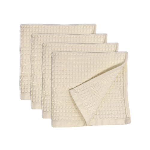 Gilden Tree 100% Natural Cotton Classic Waffle Weave Washcloth Set of 4 (Cream)