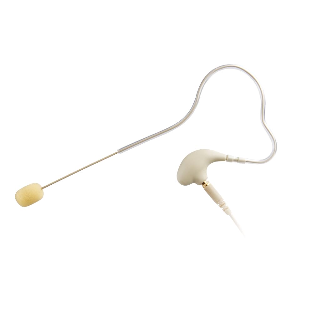 KIMAFUN Microphone Single Ear Hook Headset Headworn Condenser Microphone Compatible with Wireless System Bodypack Transmitter Shu_re, Beige, Mini XLR TA4F, HC-830 D4
