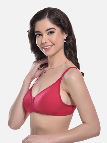 Image of FIMS - Fashion is my style Women Cotton Blend Non-Padded Bra Non-Wired Mould Seamless Cup Solid Bras Cup-B Pack of 1, Multicolor
