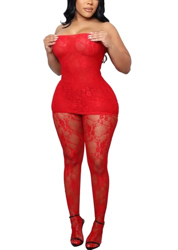 Black Sexy Lace 2 Piece Mini Dress Set Outfit for Women Hollow Out with Stockings Set Clubwear Birthday Party Wear