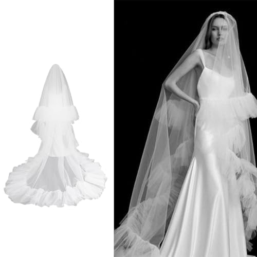 Velo de novia longitud hasta el suelo para fotografía y ceremonia 2